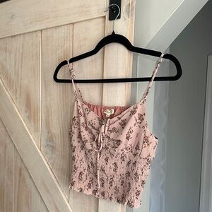 Chic Floral Pink Smocked Crop Top